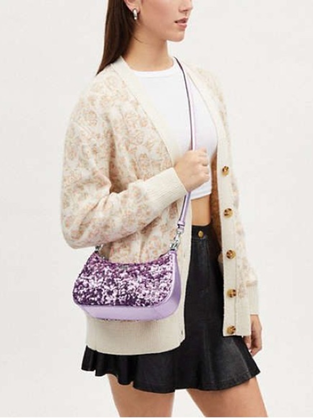 Coach Teri Mini Sequin Lilac Bag NWT - Picture 6 of 6